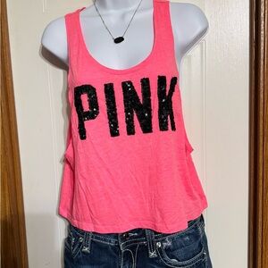 🩷🖤PINK Victoria's Secret Bling NeonTank with Black Sequins🩷🖤
